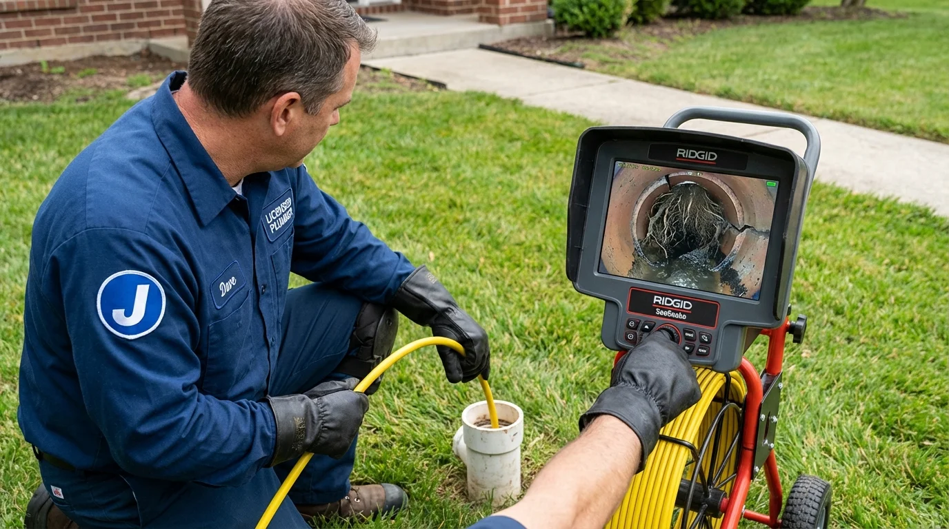 Sewer camera inspection being performed by Johns Plumbing LLC in Fessenden