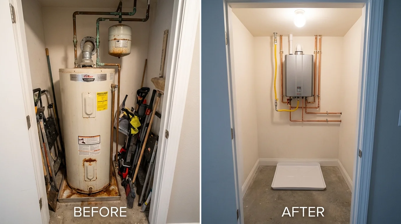 Tank water heater versus wall-mounted tankless unit comparison for Fessenden, ND homeowners